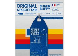 Колекционерски ключодържател/таг за багаж от обшивката на Aero Spacelines Super Guppy F-BTGV (синя боя)